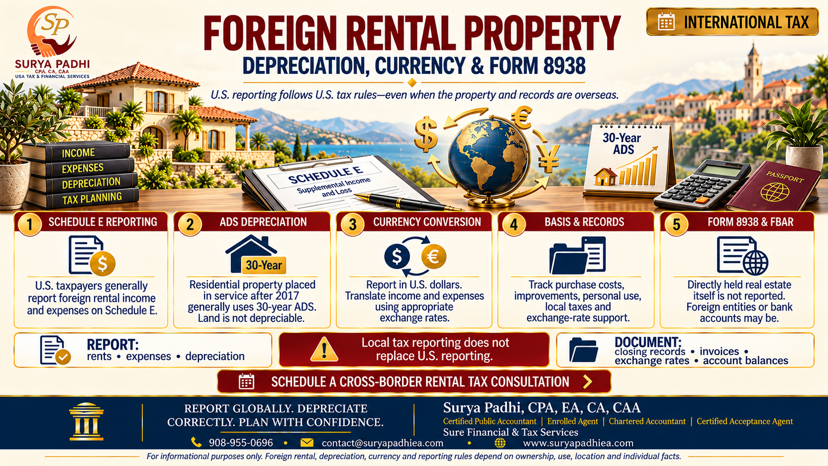 A rental abroad depreciates over 30 years under ADS, not 27.5. Here is what changes on your US return.